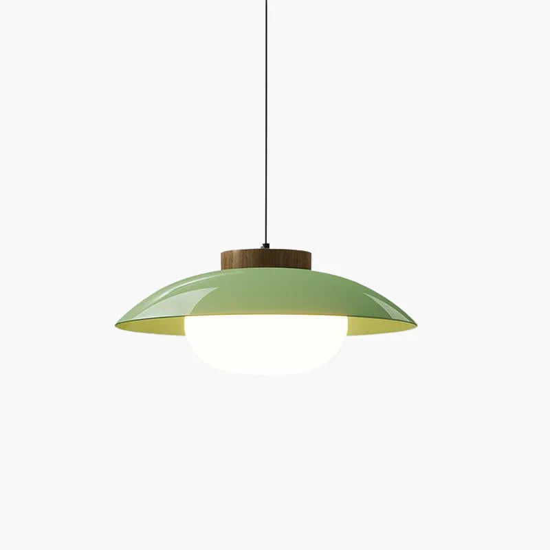 Pendant Lamp - Metal Shade - Wooden Accent - Luvonic