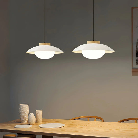 Pendant Lamp - Metal Shade - Wooden Accent - Luvonic