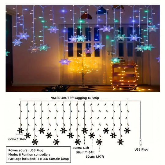 Snowflake Curtain Light - USB Powered - Indoor Decoration