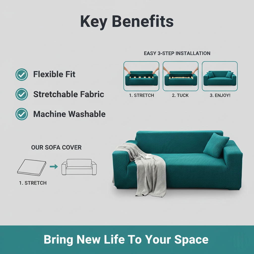 Stretch Sofa Cover - Universal Fit Slipcover - Machine Washable