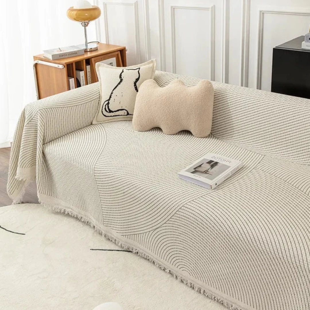 Sofa Throw Blanket - Scandinavian Design - Tassel Edge