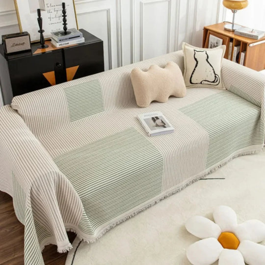 Sofa Throw Blanket - Scandinavian Design - Tassel Edge