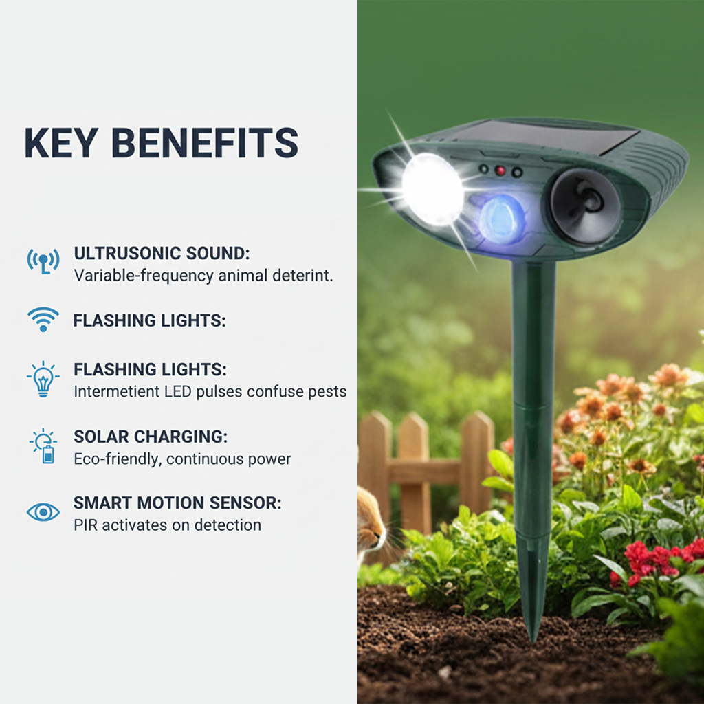 Ultrasonic Deer Repeller - Solar Powered - Motion Sensor