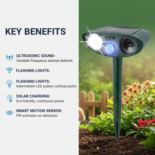 Ultrasonic Deer Repeller - Solar Powered - Motion Sensor