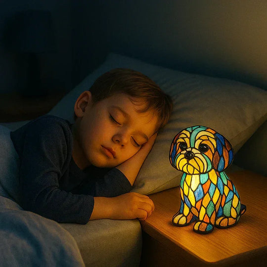 Stained Glass Lamp - Dog Design - Table Lamps - Luvonic
