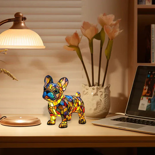 Stained Glass Lamp - Dog Design - Table Lamps - Luvonic
