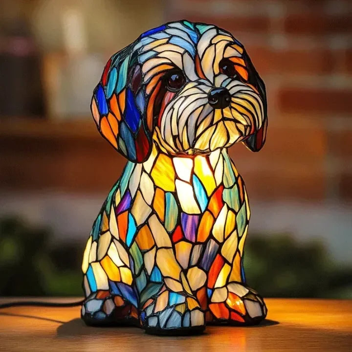 Stained Glass Lamp - Dog Design - Table Lamps - Luvonic