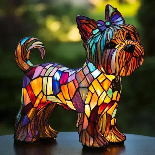 Stained Glass Lamp - Dog Design - Table Lamps - Luvonic