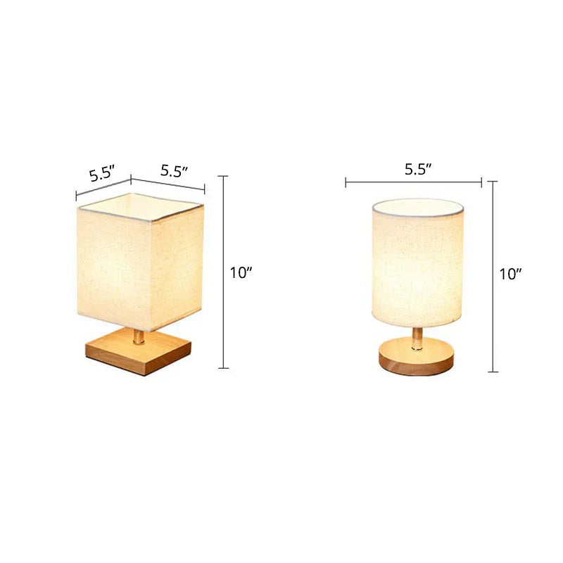 Table Lamp - Fabric Shade - Wooden Base