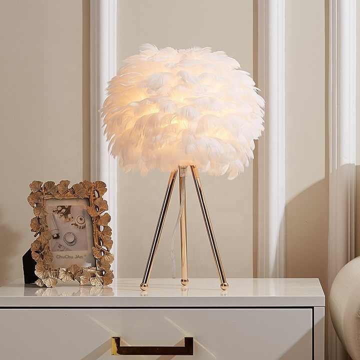 Table Lamp - Feather Shade - Tripod Base