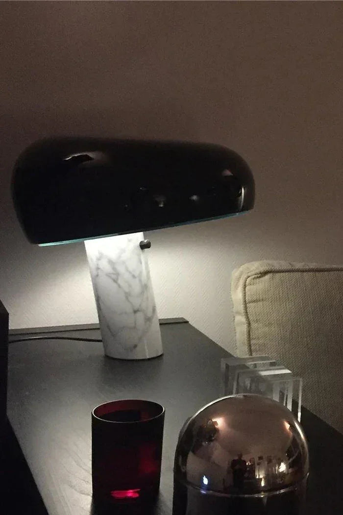 Table Lamp - Marble Base - Metal Shade