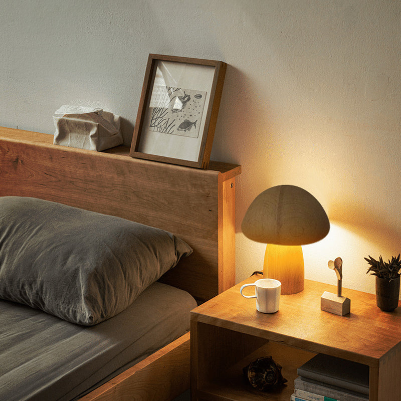Table Lamp - Wooden Design - Mushroom Shape