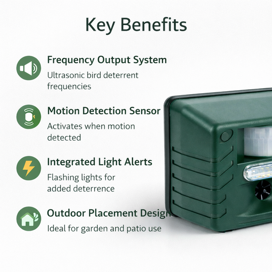 Ultrasonic Bird Repeller - Outdoor Device - Motion Sensor