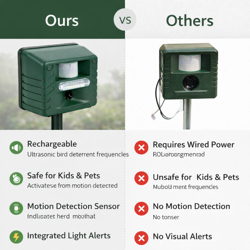 Ultrasonic Bird Repeller - Outdoor Device - Motion Sensor