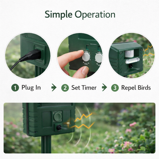 Ultrasonic Bird Repeller - Outdoor Device - Motion Sensor