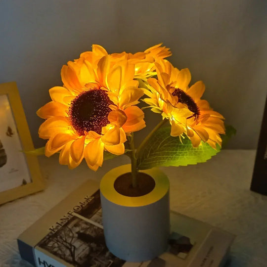 Table Lamp - Sunflower Design - LED Rechargeable
