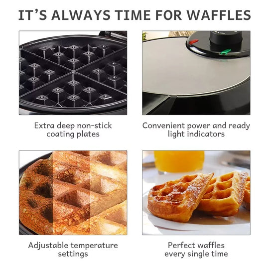 Waffle Maker - Adjustable Temperature - Deep Fill Plates