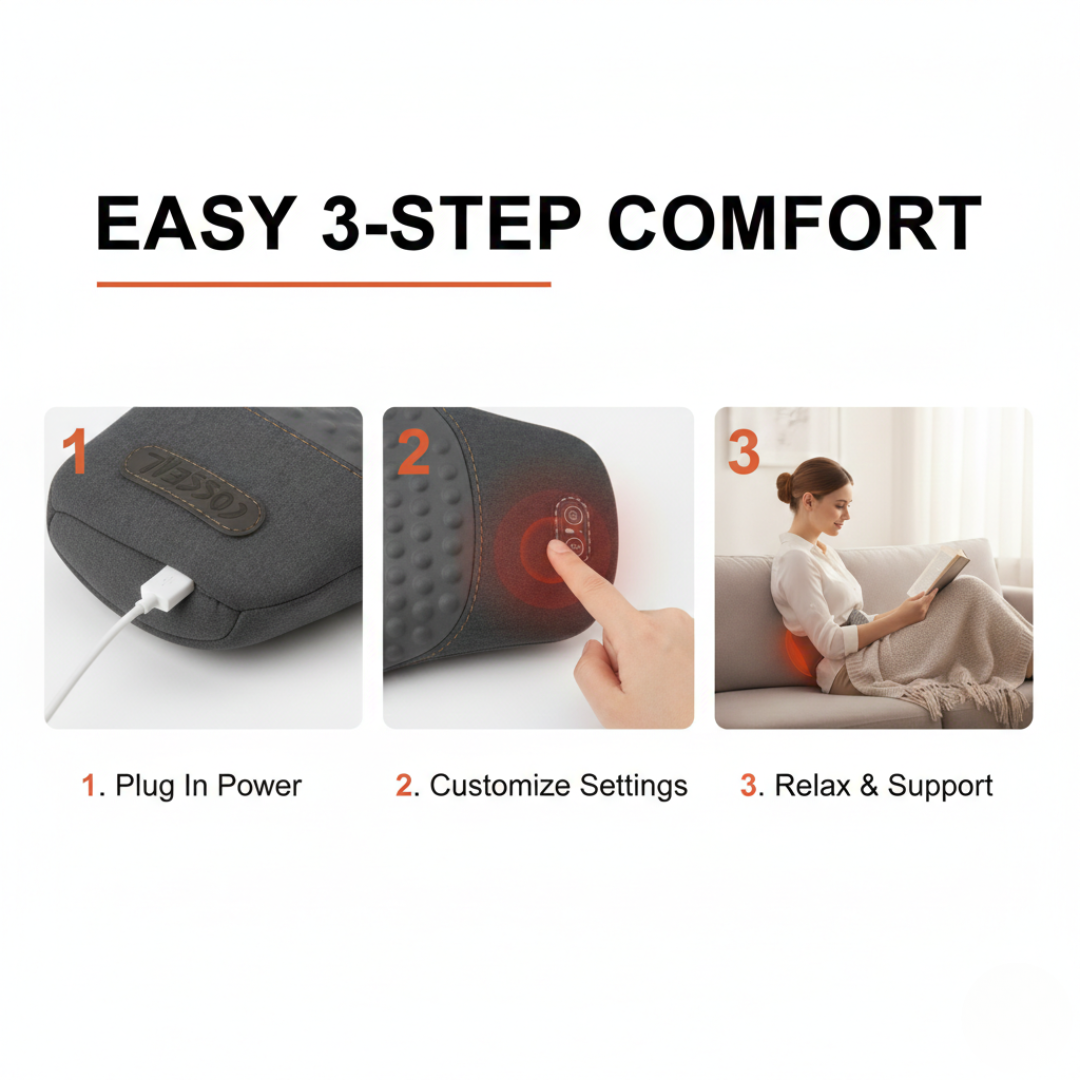 Waist Support Pillow - Heating and Vibrating Features