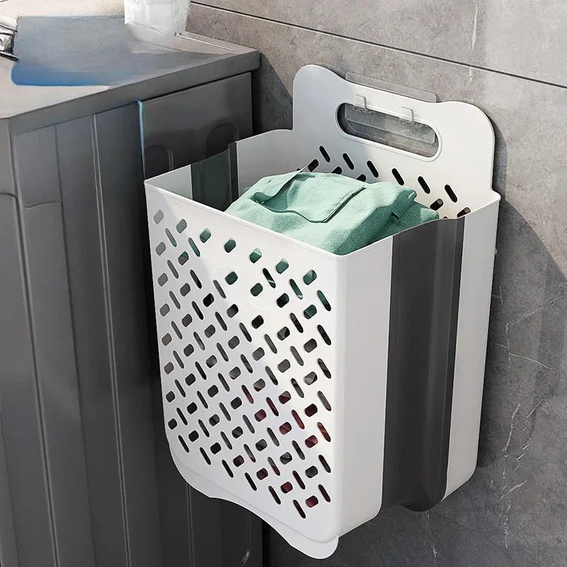Wall-Mounted Laundry Basket - Foldable Design - Mesh Build