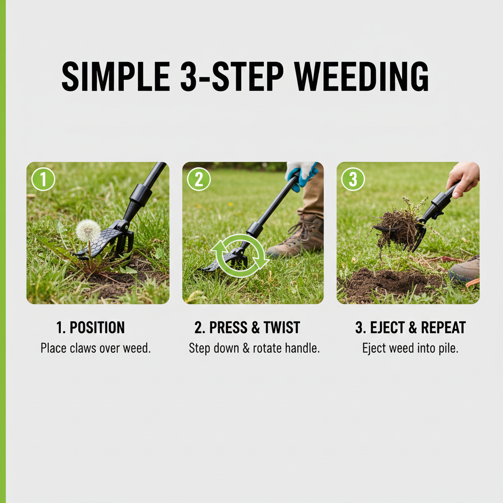 Weed Puller - Adjustable Handle - Detachable Design