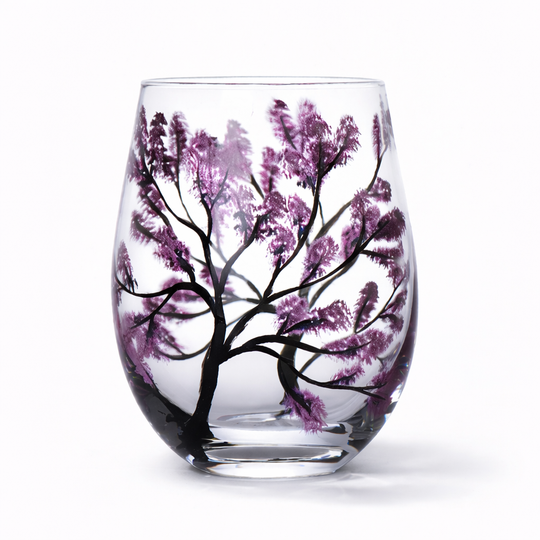 Wine Glass Set - Seasonal Tree - Decorative Design