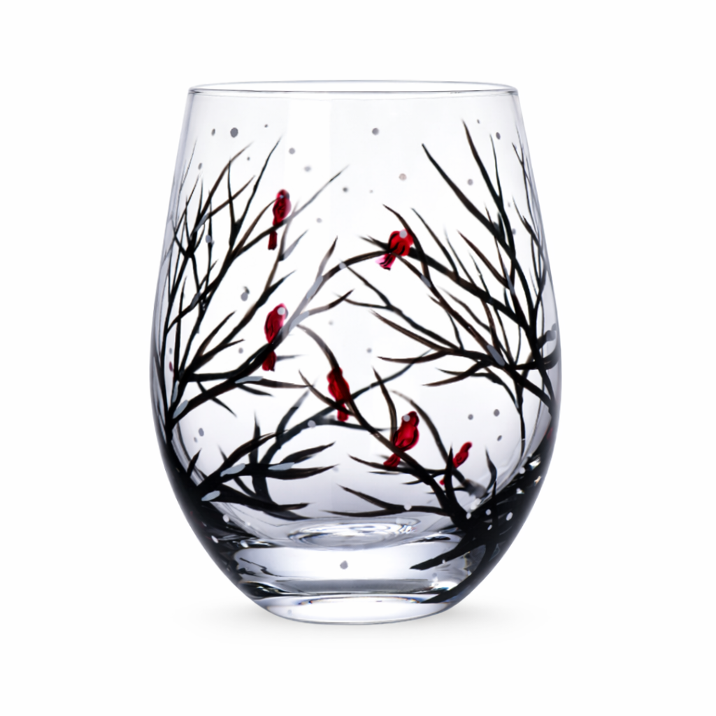 Wine Glass Set - Seasonal Tree - Decorative Design