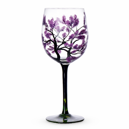 Wine Glass Set - Seasonal Tree - Decorative Design