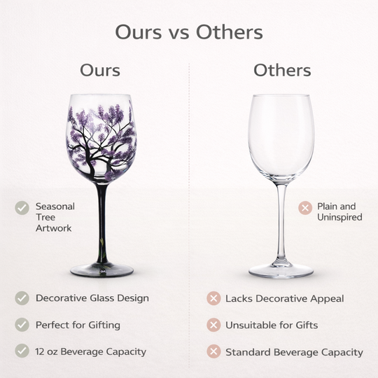 Wine Glass Set - Seasonal Tree - Decorative Design