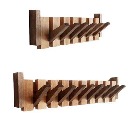 Wooden Coat Rack - Piano-Inspired Design - Multiple Hooks