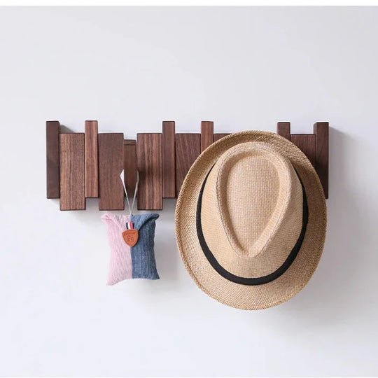 Wooden Coat Rack - Piano-Inspired Design - Multiple Hooks
