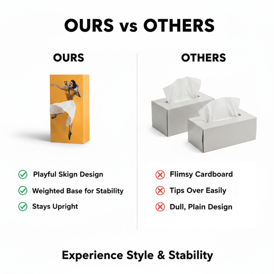 Tissue Box Cover - Decorative Design - Weighted Base