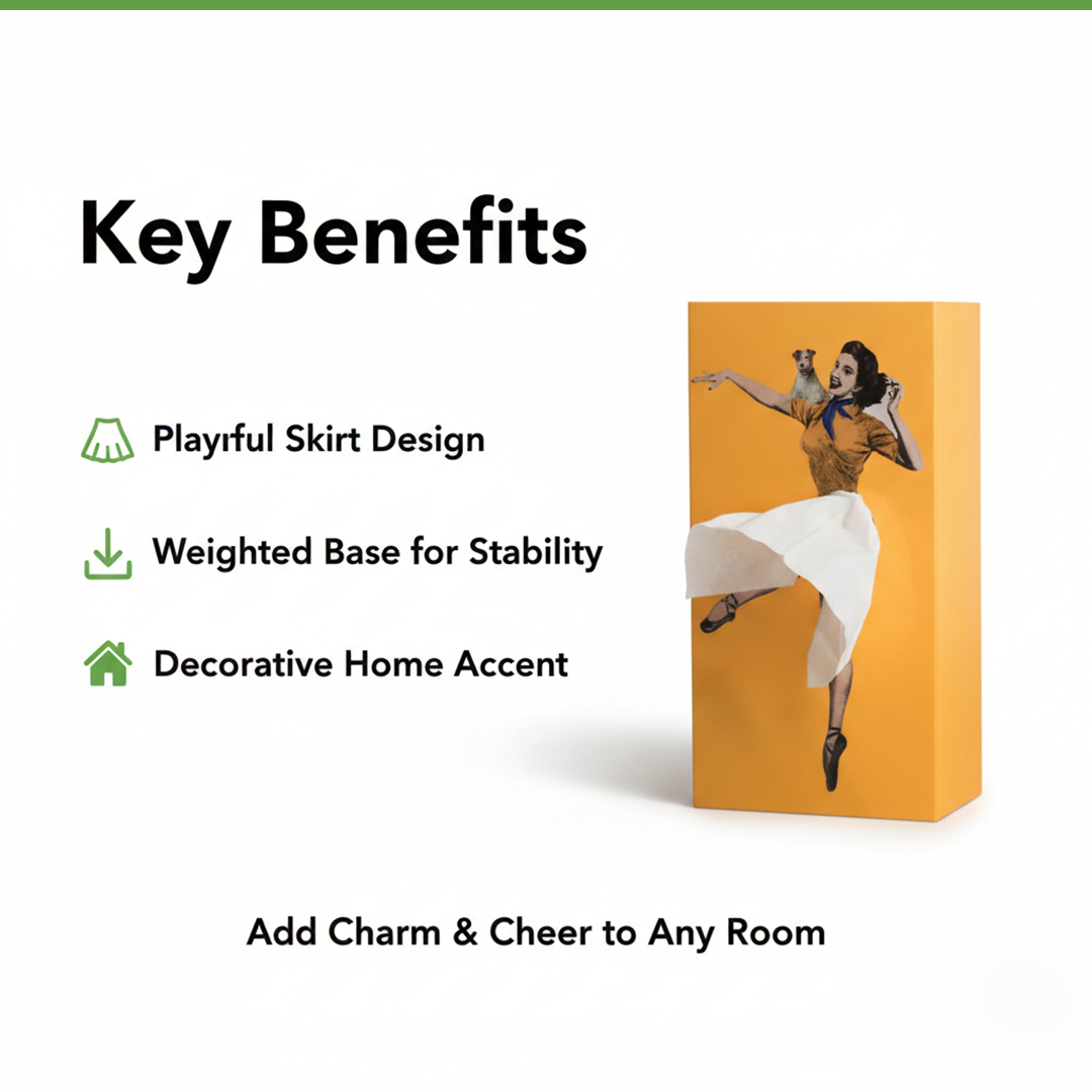 Tissue Box Cover - Decorative Design - Weighted Base