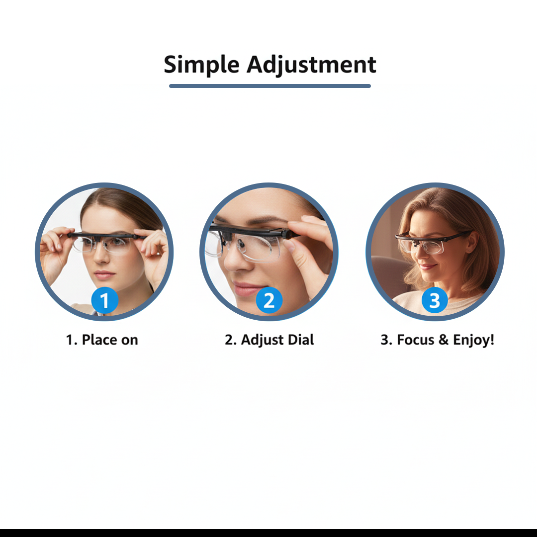 Adjustable Glasses - Focus Dial - Clear Viewing