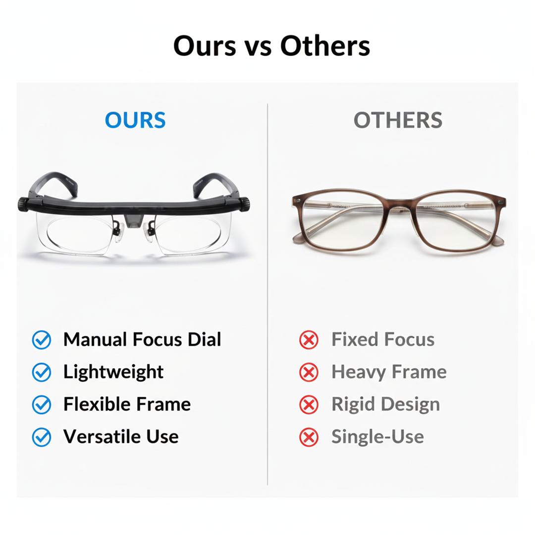 Adjustable Glasses - Focus Dial - Clear Viewing