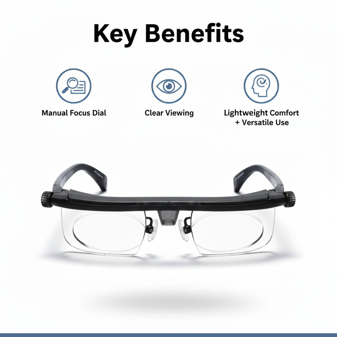 Adjustable Glasses - Focus Dial - Clear Viewing