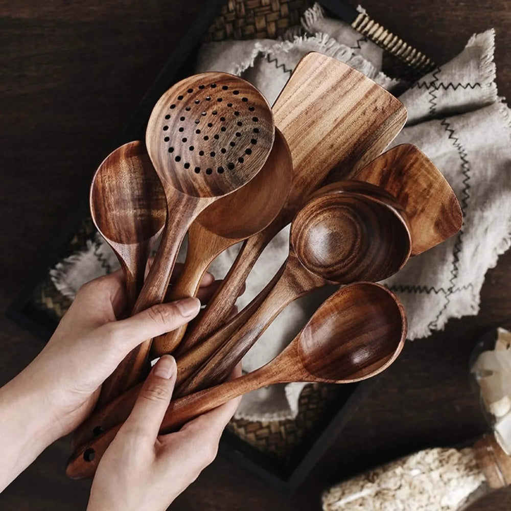Wooden Cookware Set - Teak Utensils - Sustainable Kitchen Tools