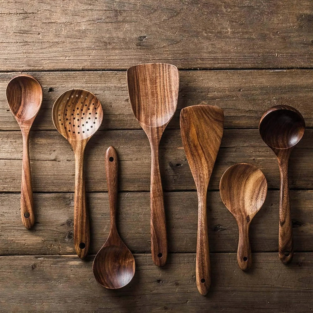 Wooden Cookware Set - Teak Utensils - Sustainable Kitchen Tools