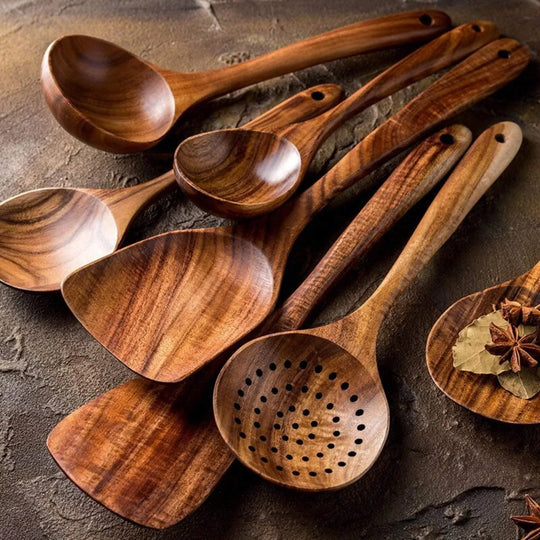 Wooden Cookware Set - Teak Utensils - Sustainable Kitchen Tools