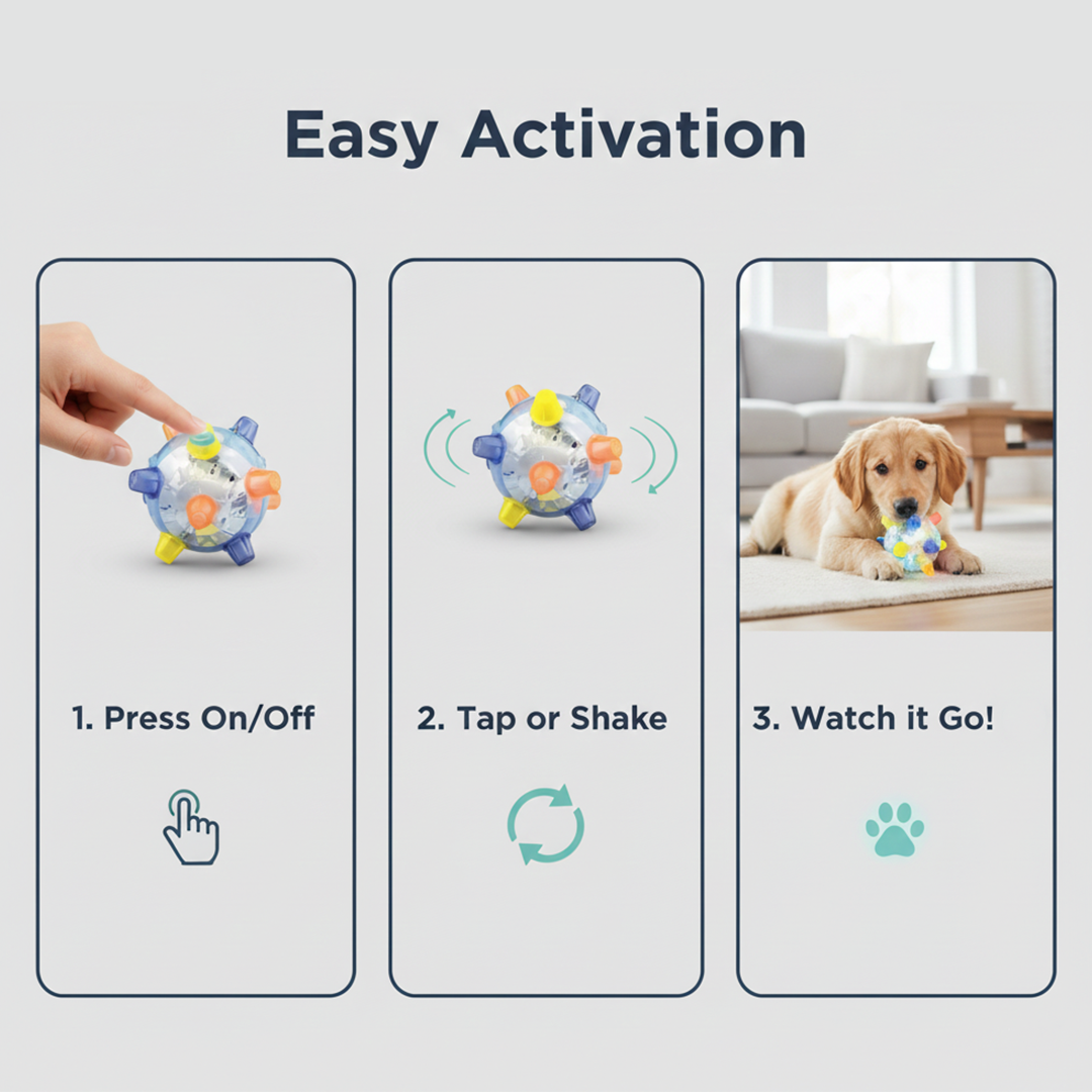 Dog Toy Ball - Interactive Movement - Light Feature