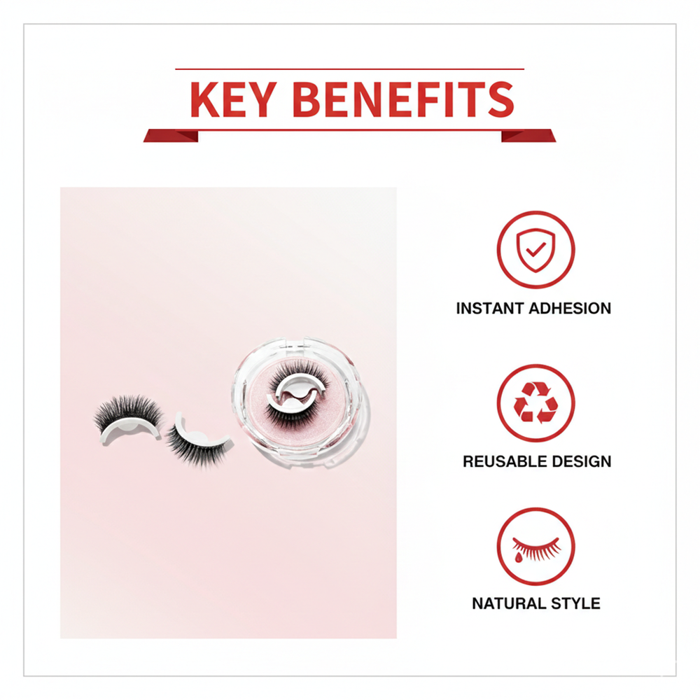 Self-Adhesive Eyelashes - Reusable Design - Natural Style