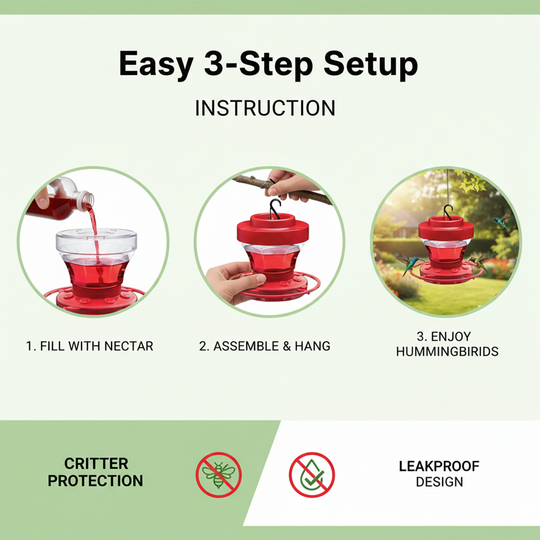 Hummingbird Feeder - Bee Resistant - Hanging Perch