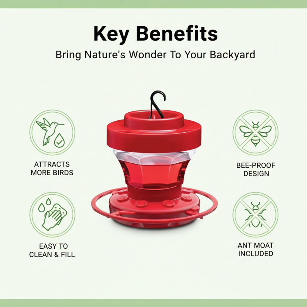 Hummingbird Feeder - Bee Resistant - Hanging Perch