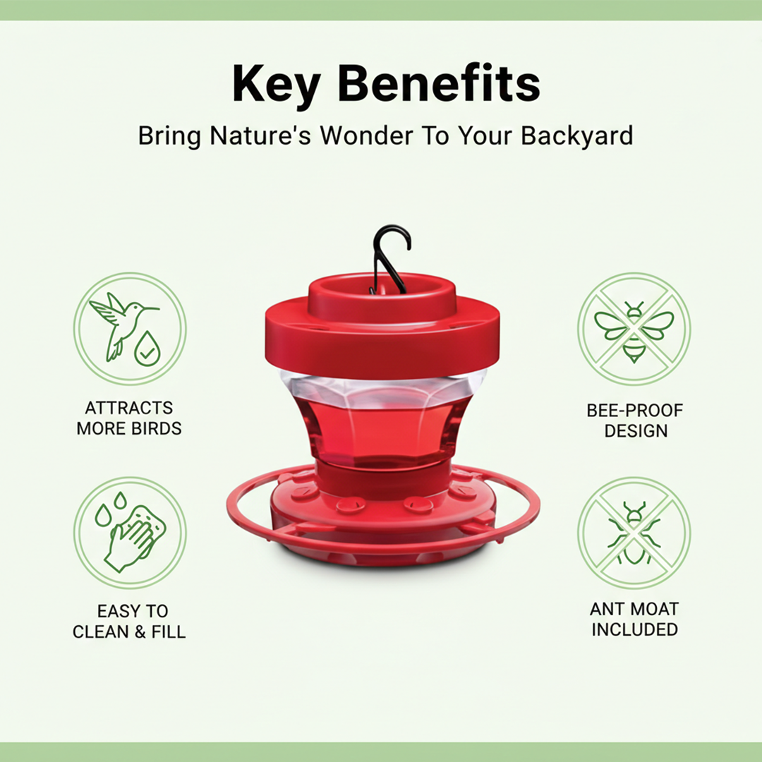 Hummingbird Feeder - Bee Resistant - Hanging Perch
