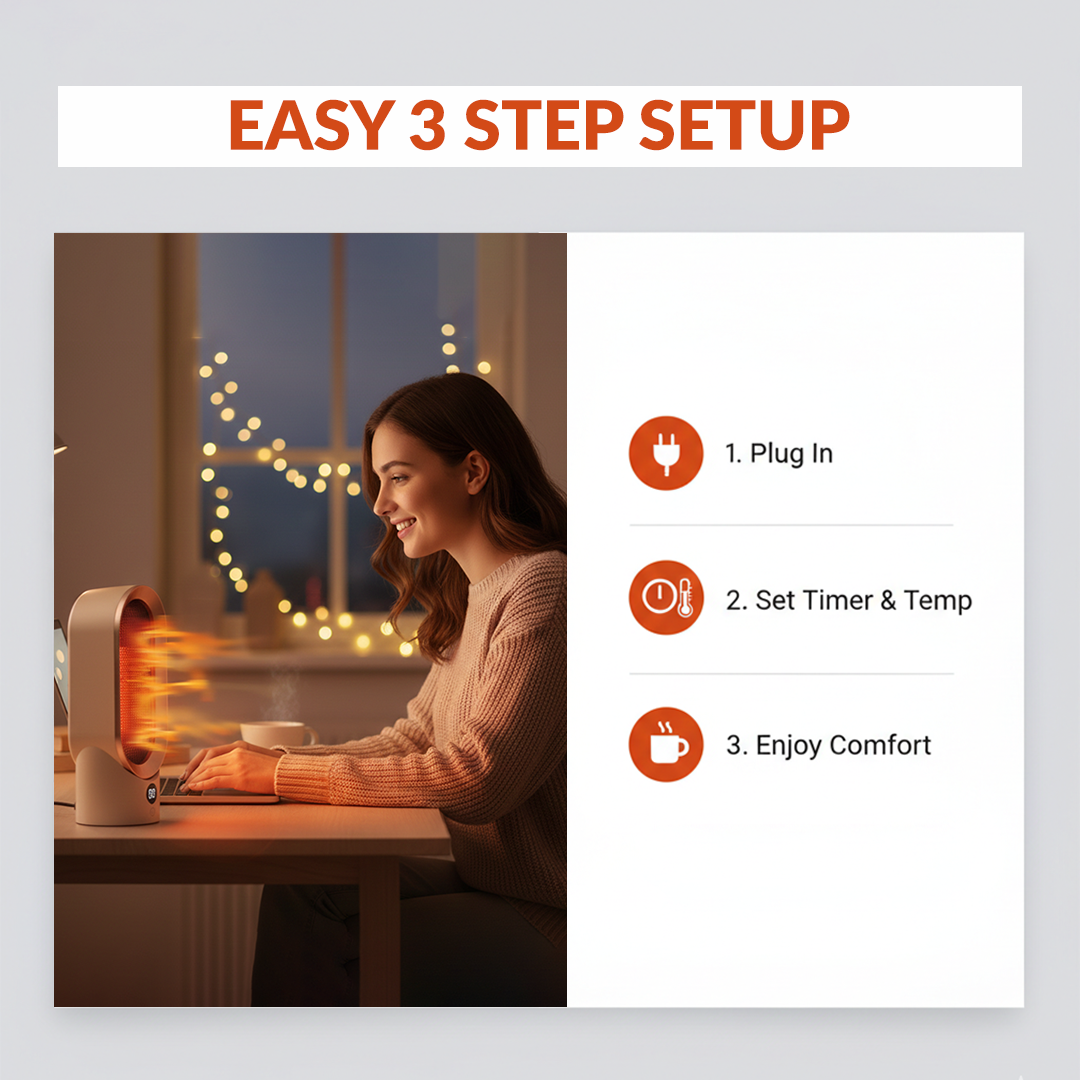 Electric Fan Heater - Portable Design - Compact Size