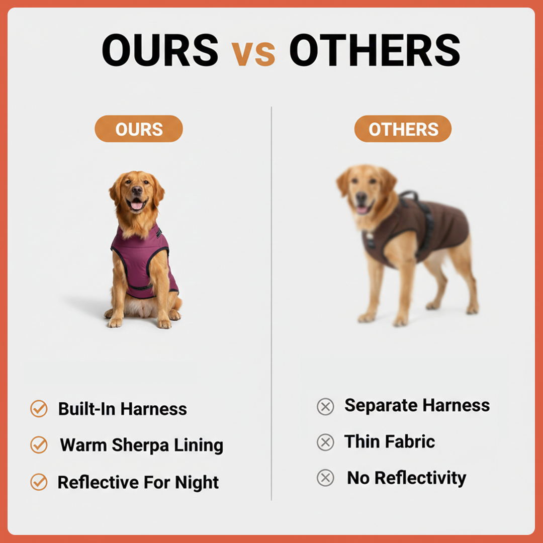 Dog Jacket - Winter Design - Harness Feature