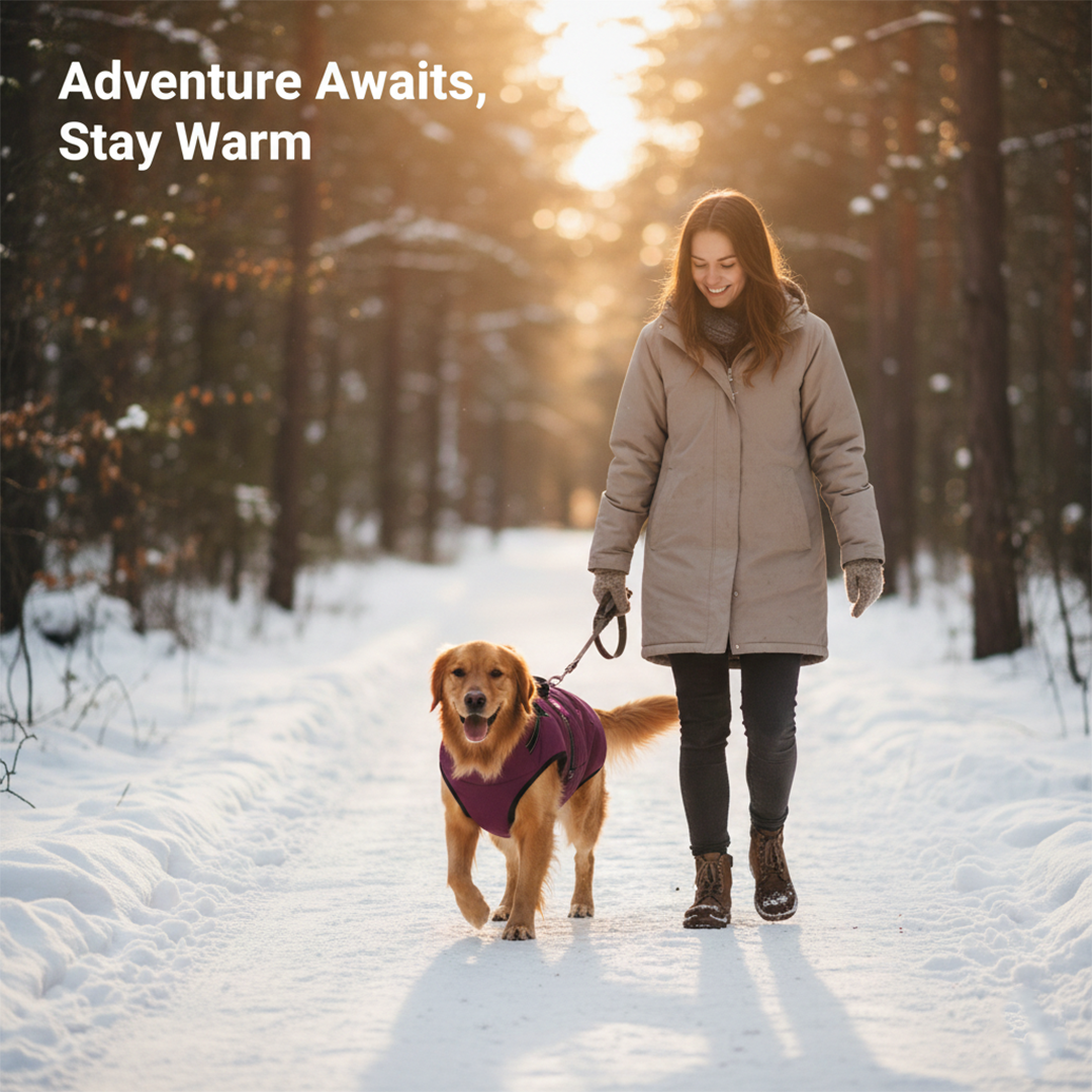 Dog Jacket - Winter Design - Harness Feature