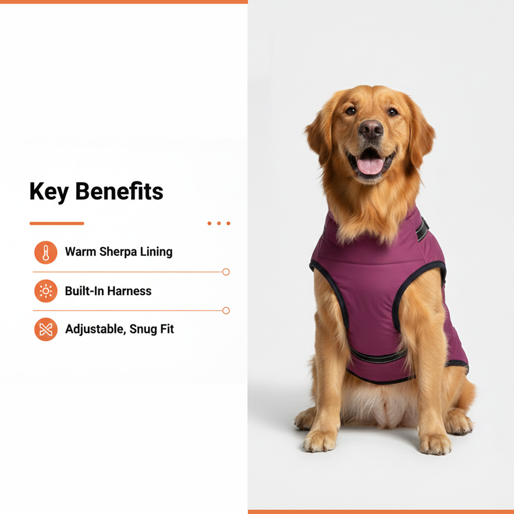 Dog Jacket - Winter Design - Harness Feature