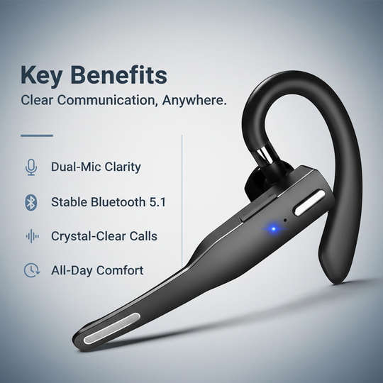 Bluetooth Headset - Wireless Design - Dual Microphone
