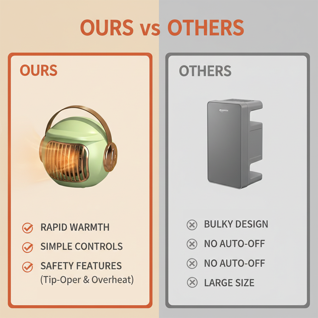 Electric Space Heater - Portable Design - Compact Size